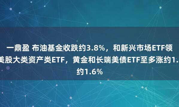 一鼎盈 布油基金收跌约3.8%，和新兴市场ETF领跌美股大类资产类ETF，黄金和长端美债ETF至多涨约1.6%